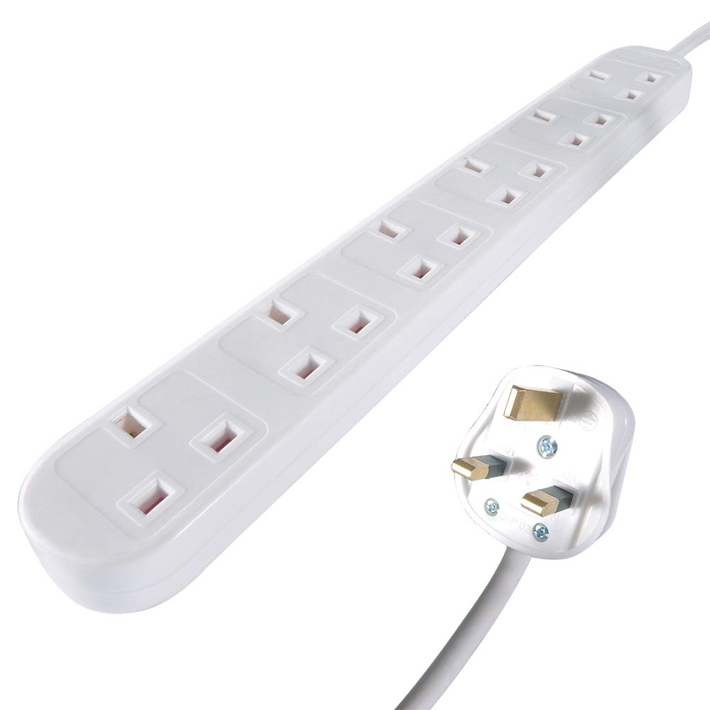 Easigear Connekt Gear 2M Male Mains Power Pdu 6 Gang Uk Socket Extension Block from B&Q