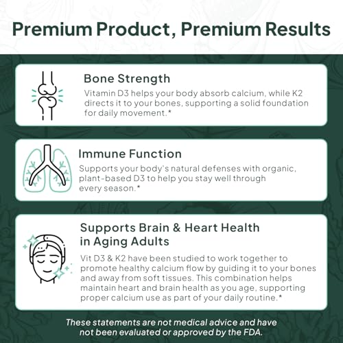 Image of Organics Ocean Better D3 + K2-100% Organic VIT D3 and K2 Supplements with Maximum Bioavailability - Supports Bone Density, Calcium Balance, Immunity & Mood - 3-Pack, 90-Day Supply