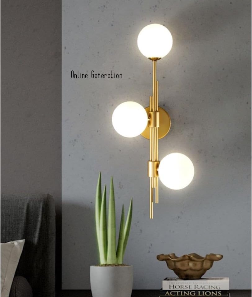 Image of Wall Lamp Chandelier Pendant Light, Home Decor for Bedroom, Living Room, Hallway, Cafe, Hotel, Restaurant (3 Light White Wall LAMP with LED Bulb Pack of 1)