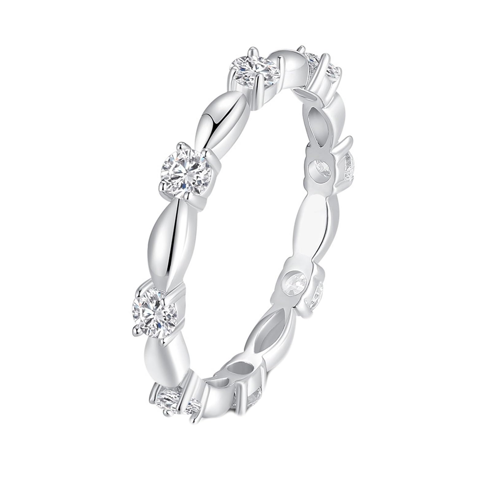9K/14K/18K białe złoto/platyna 950 pierścionek damski, 3 x 3 mm, syntetyczny diament biały