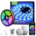 Lepro Smart RGB LED Strip Light 5M, Music Sync, Works with Alexa and Google Assistant, Smart Life App, Remote and Voice Control, Colour Changing LED Lights for Bedroom Party Home Decor