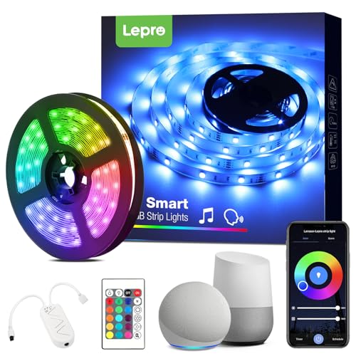 Lepro Smart RGB LED Strip Light 5M, Music Sync, Works with Alexa ...