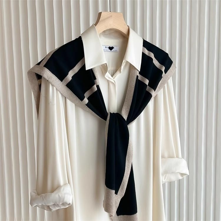 Women's Sweater Shawl Wraps Fisherman Aesthetic Triangle Striped Sweater Scarf Top Downtown Girl Old Money2