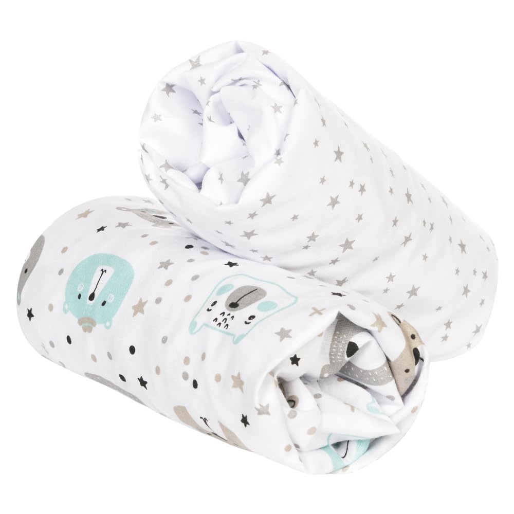 FlyIdeas Set 2 Lenzuola con Angoli per Lettino 160x80 cm – 100% Cotone Morbido e Traspirante, Adatte a Letto Montessori e Lettini Bambini