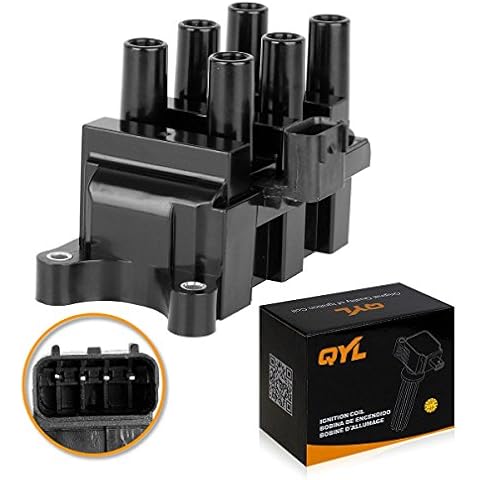 QYL Ignition Coil Pack Compatible with Ford Mazda Mercury F150 Ranger Freestar Mustang Taurus B3000 Sable Monterey Windstar V6 3.9L 4.0L 4.2L 2.5L 3.0L 3.8L Replacement For C1312 DG485 FD498 Cover