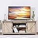 Tangkula Sliding Barn Door TV Stand, Wood TV Storage Cabinet for TVs Up to 65 Inch, Farmhouse Entertainment Center with 2 Open Shelves & 2 Cabinets, TV Ark with Adjustable Shelves (Grey Oak)