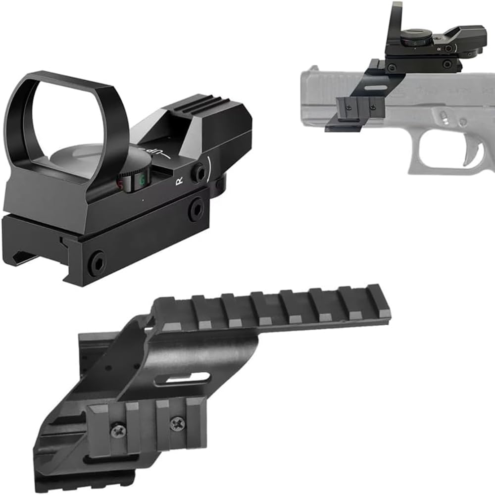 1X22X33 Red/Green Dot Pistol Sight with ABS 7/8" & Picatinny Mounting Base for G17 Handgun Combination Set