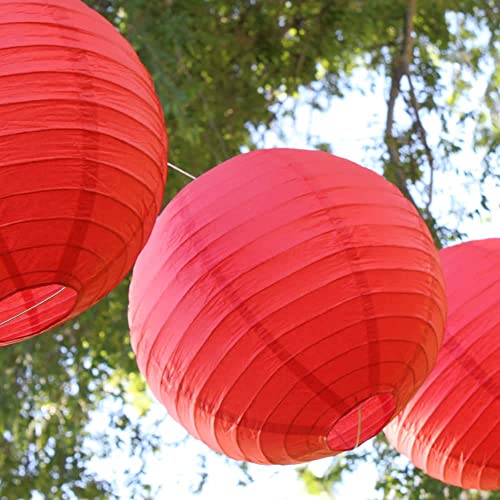 Image of 9pcs Paper Lanterns Assorted Sizes (8 inch 10 inch 12 inch) Hanging Red Chinese Lanterns Graduation Decorations Classroom Graduation Party Wedding Birthday Home Decor (Red)