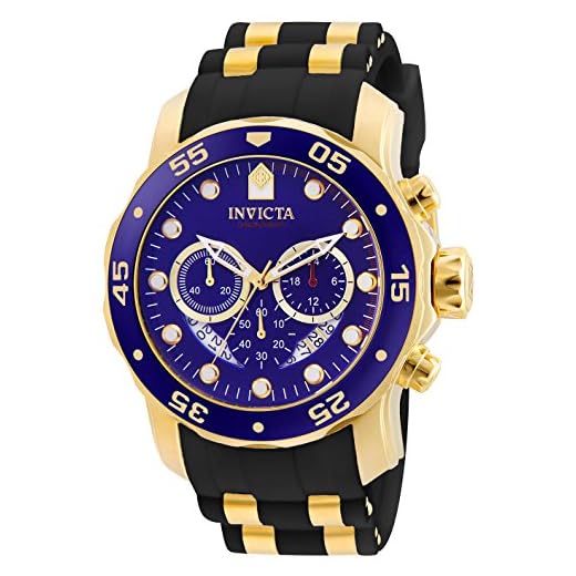Invicta Relógio masculino 6983 Pro Diver Collection cronógrafo mostrador azul poliuretano preto, Relógio de poliuretano preto com mostrador azul, Mergulhador, cronógrafo, movimento de quartzo