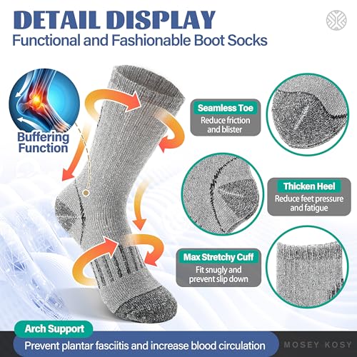 MOSEY KOSY Kinder Merino Thermo Socken 4er-Pack (Grau, 29-34) – Bild 4