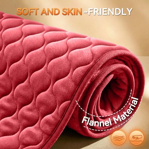 Image of King Size Heating Pad for Back Pain 32 inchx24 inch Extra Large Electric Heating Pad for Period Cramps Relief & Body Neck Shoulder Auto Shut Off Heat Pad Temperature Settings Machine Washable Red