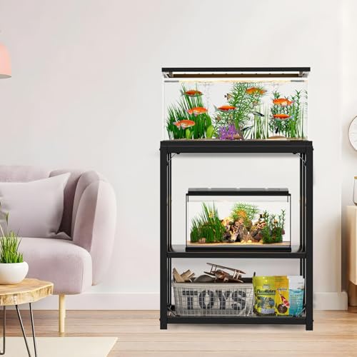 ZSLTLDU 20 Gallon Fish Tank Stand, 20 Gallon Aquarium Stand, 24.8' L x 13' W Reptile Tank Stand, Metal Adjustable Tank Stand for Home Office, 660LBS Capacity