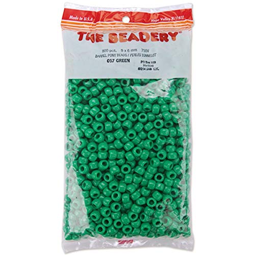 Image of The Beadery - 9x6mm Barrel Pony Bead, Green - 900 Pieces - 750V057
