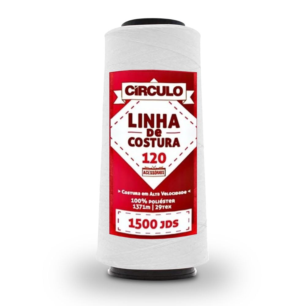 Linha Para Costura 120 Reta Poliéster 1500 Jardas Círculo - 1371m (301 - BRANCO)