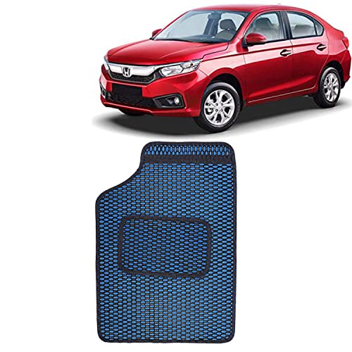 Image of Kingsway Dotted Design Car Floor Foot Mats Universal Fit for Honda Amaze, Model Year : 2018-2020, Water and Dustproof, Color Blue, Set of 5 Pieces