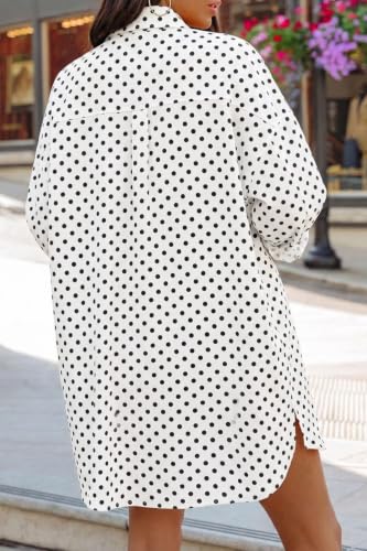 Image of FSHAOES Womens Oversized Button Down Shirts Casual Loose Long Sleeve Solid Lapel Long Blouses Tops with Pockets