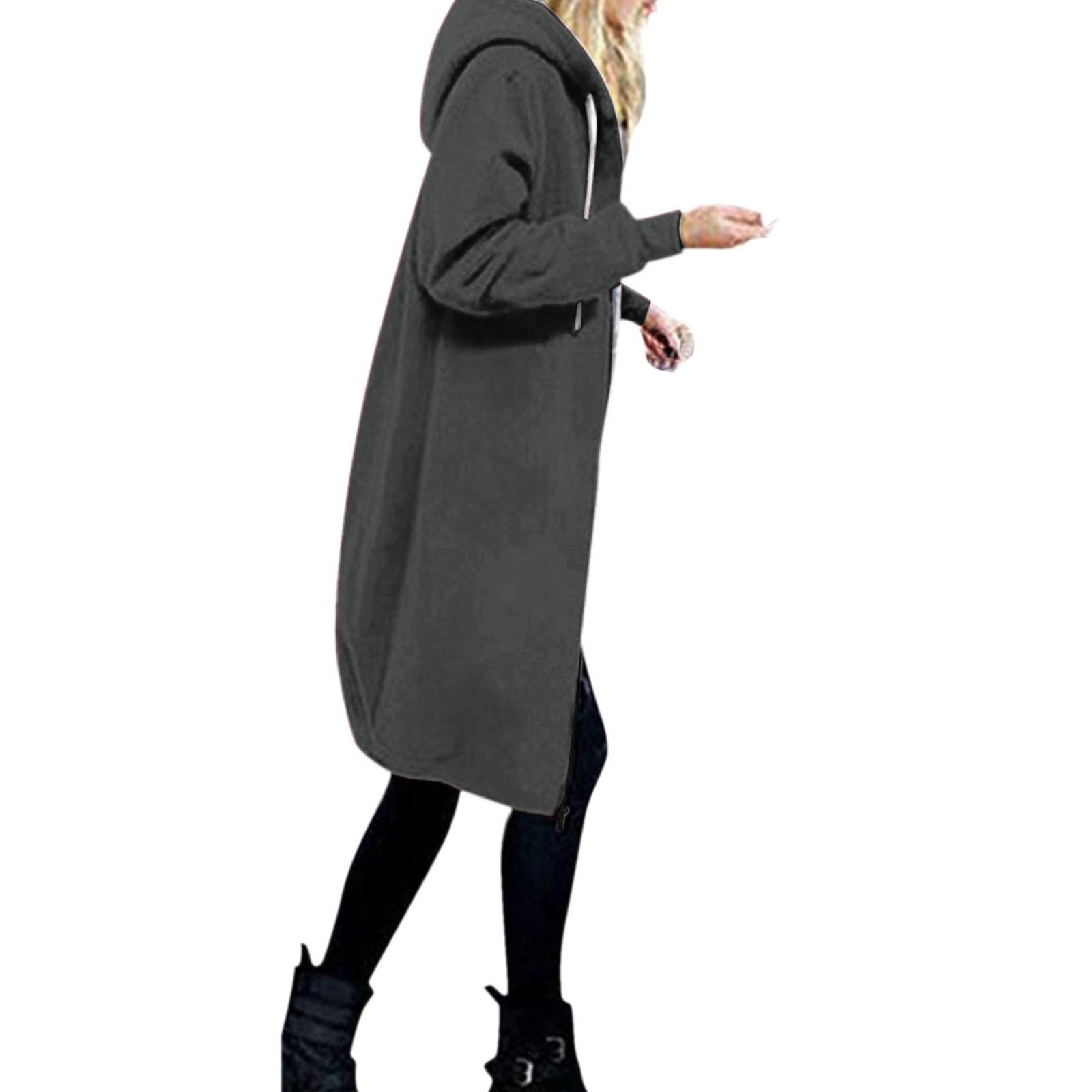 Felpa con cappuccio da donna, lunga, con cappuccio, casual, comoda felpa