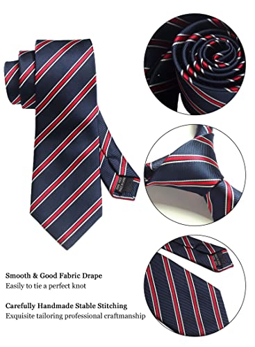 Image of Striped Plaid Polka Dot Mens Tie Formal Necktie Pocket Squares Ties Clips Cufflinks Classic for Men Set
