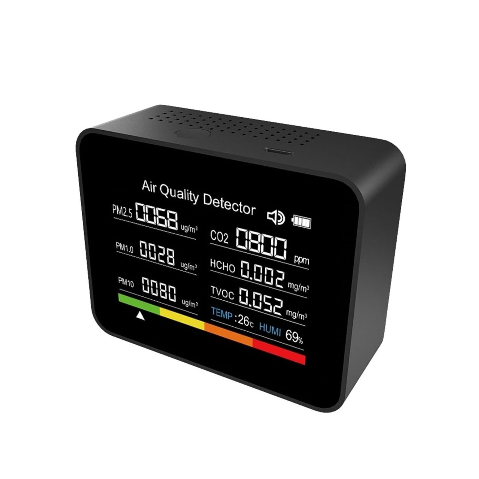 monitor di co2, Tester Per Monitoraggio Della Qualità 'aria 13 In 1 Misuratore Di Cronometro, Temperatura, Umidità, Data, Allarme per casa, ufficio, auto(Black)