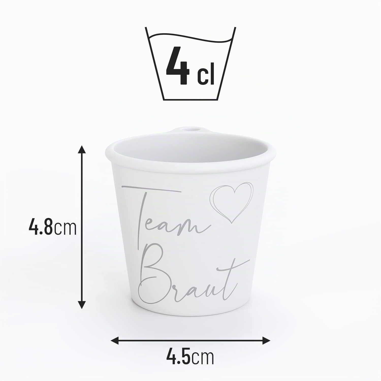 SoPro 12x Schnapsbecher zum Umhängen 4 cl wiederverwendbar - 40 ml weiß