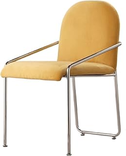 Sillas de comedor de terciopelo para cocina, tapizadas con respaldo y patas de metal, modernas sillas de comedor amarillas para sala de estar, recepción y dormitorio