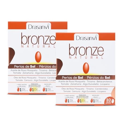 Drasanvi BRONZE Acelerador de bronceado, Betacarotenos, Protege la Piel de Rayos UVA y Previene el Envejecimiento, Rosa Mosqueta, Tomate, Zanahoria y Alga Dunaliella, Vit. E, Licopeno, Luteína