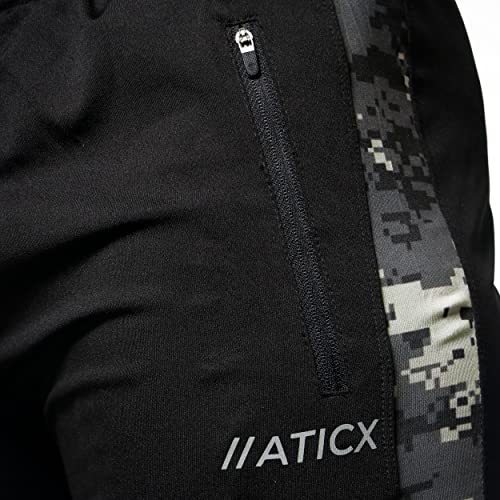 Image of ATICX Men's Slim Fit Polyester Track Pants - 4 Way Stretch Lycra Lower for Sports, Running, Gym with 2 Zip Pockets