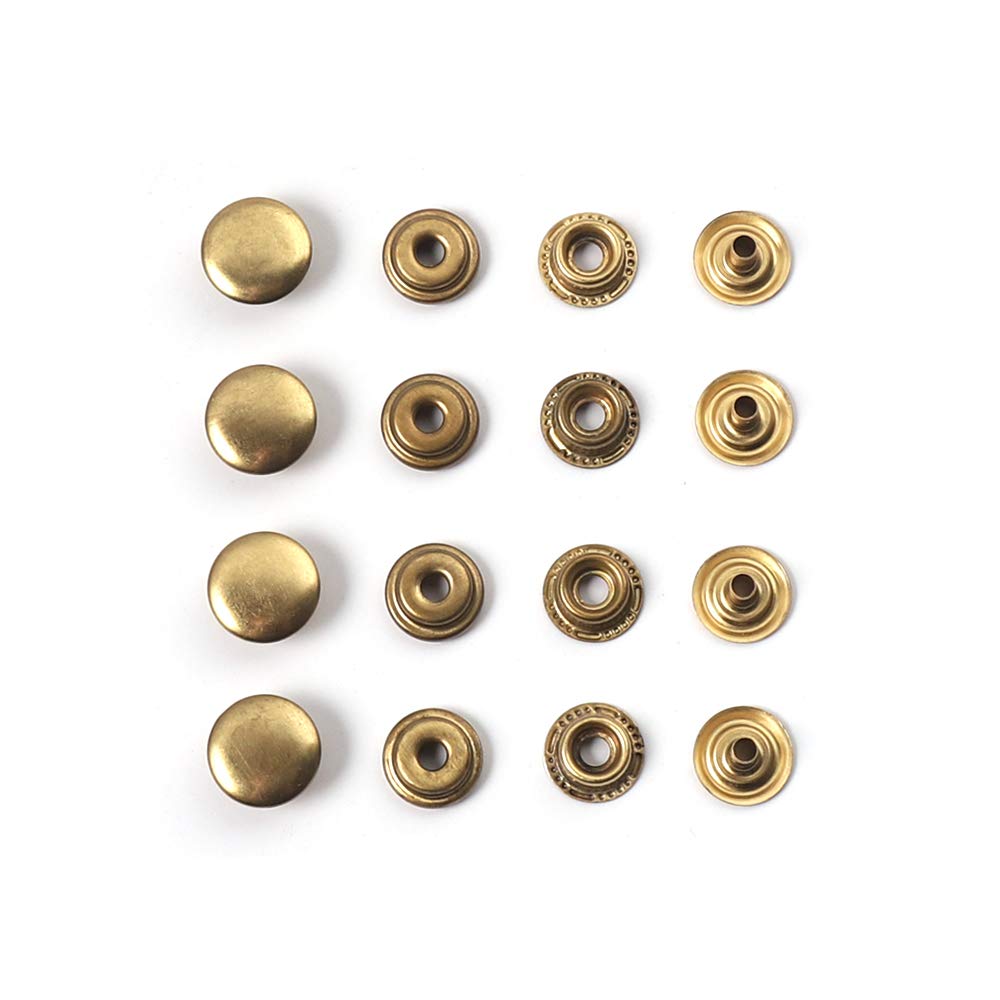 WUTA Brass Leather Snap Fasteners Heavy Duty Poppers Leather Craft Accessory Sewing Button,12.5mm 20 Sets Brass