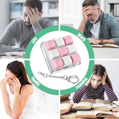 Image of Keyboard Fidget Toy, Four Key Mechanical Style Keychain with Snake Chain, Stress Relief Gadget for Office Workers and Students, Portable Anxiety Relief Tool for Commuting and Gaming
