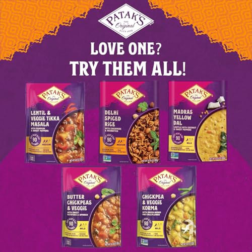 Image of Patak's Delhi Spiced Rice - Fragrant Basmati Rice w /Chickpeas, Onion & Tomato - Kosher, Vegan Microwavable Meal Ready in 90 Seconds - Ready To Eat Rice For Quick Lunch Or Dinner - 10.05oz (Pack of 6)