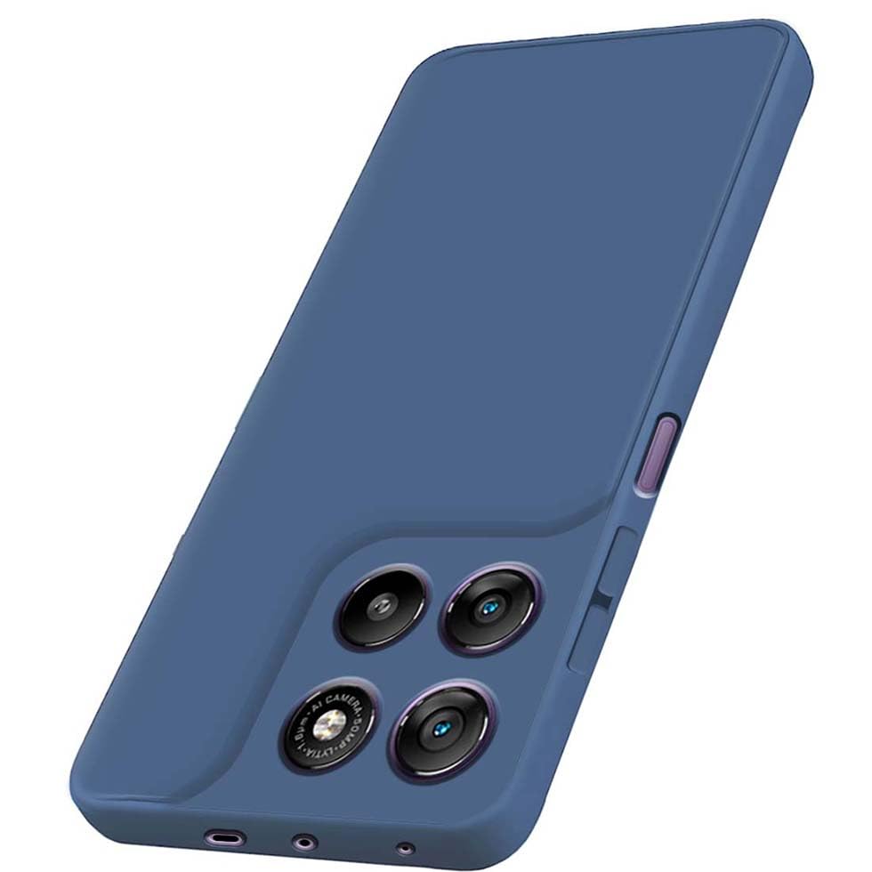 Image of Fashionury Liquid Silicon Back Cover for Moto G67 Power 5G / G57 Power 5G | Camera Protection | Inner Velvet Fabric | Anti-Fingerprint | Ultra Slim Case (Blue)