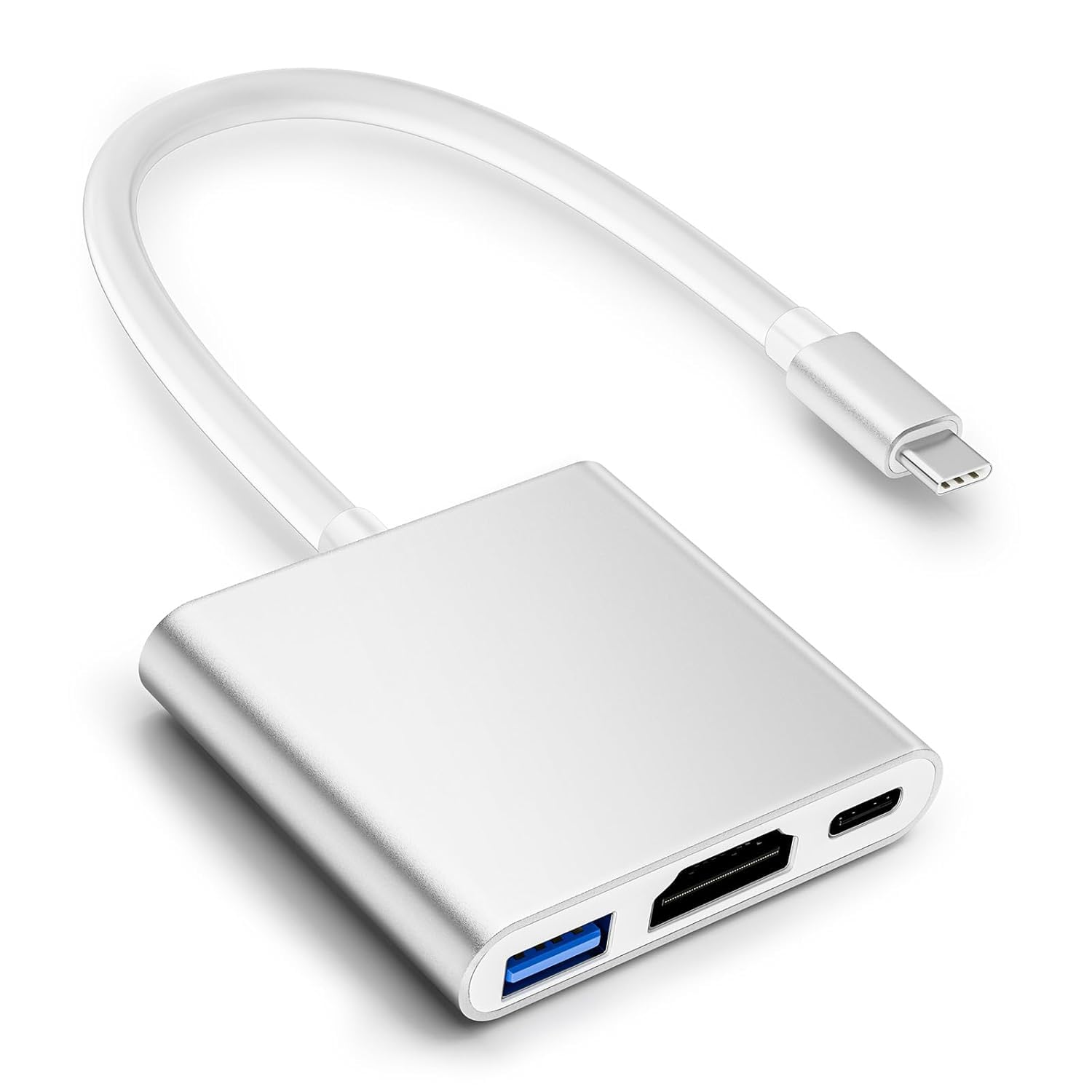 FORIDA USB C to HDMI Adapter 3-in-1, Type-C Multiport Hub with 4K@30Hz HDMI, USB 3.0 5Gbps, 100W PD Fast Charging, Compatible with MacBook, Laptop, PC, Tablet & Type-C Devices