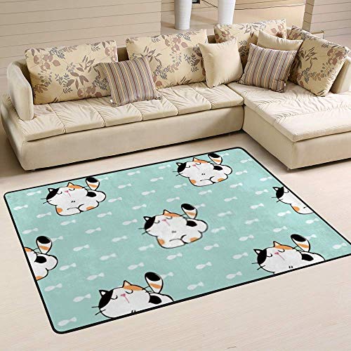 Tapis corail en tissu polyester et coton stretch motif chat