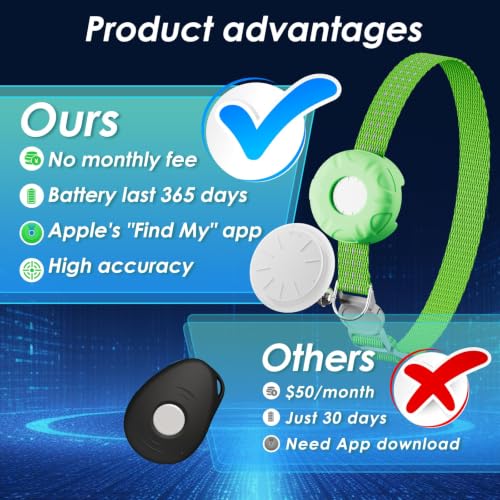 Image of Cat Tracker, Waterproof GPS Tracker for Cats, Cat Tracker Collar with Safety Elastic Buckle, Works with Any Collar,Compatible with Apple Find My App (Only iOS), No Monthly Fee, Light Green