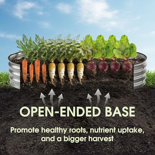 Image of NEWBULIG Galvanized Raised Garden Bed Outdoor, 8x4x1ft Metal Planter Box for Vegetables Flowers Herbs, Heavy-Duty Oval Raised Flower Bed for Gardening, Open Bottom, Easy Assembly, Safe Edges
