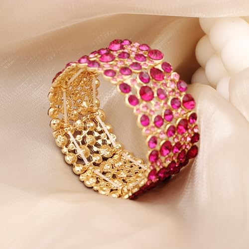 SFE Elegant Wedding Brides Bridesmaids Austrian Crystal Elastic Bangle Stretch Bracelet Prom Jewelry for Women4