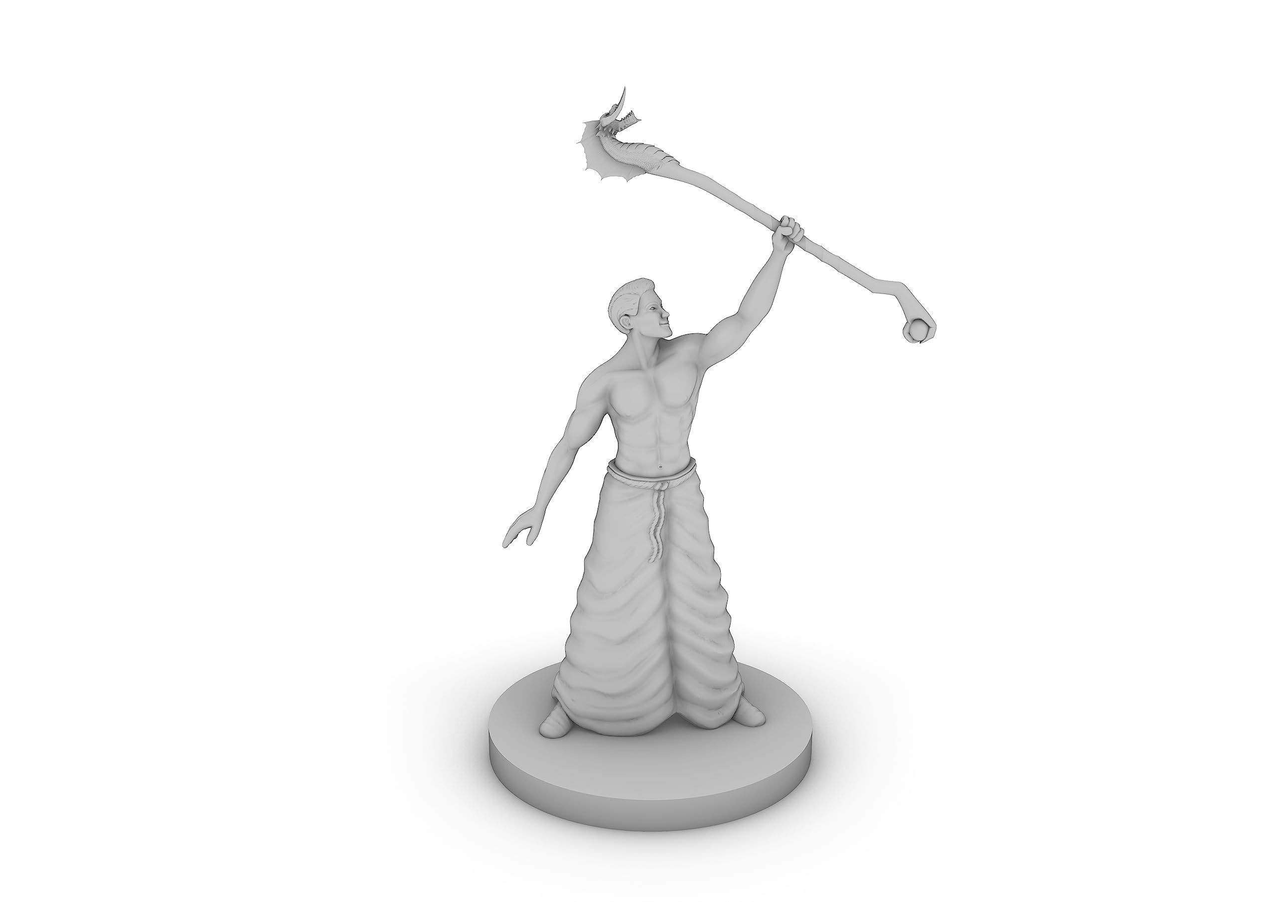 Human Male Wizard with Dragon STaff Tabletop DND Gaming Miniature