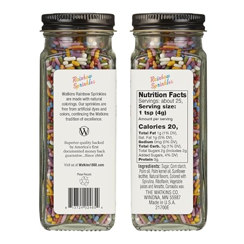 Image of Watkins Rainbow Decorating Sprinkles, 3.4 Ounce Jar, 3-Pack