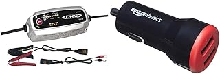 CTEK MXS 5.0 Chargeur de Batterie Entièrement Automatique 12V, 5 Amp – Prise EU + Amazon Basics Chargeur 2 Ports USB de Voiture pour appareils Apple et Android 4,8 Amp/24 W, Noir/Rouge