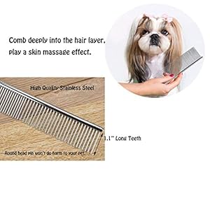 3 pcs dog comb pet cat grooming combs for matted shedding or knotted hair stainless steel medium coarse tunan metal anti knot hair combs for small and large dogs cats   cucciolini doodles