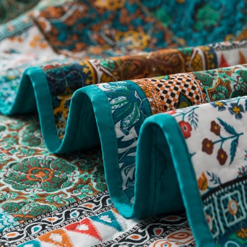 BEDIFANY Cotton King Size Quilt Set, Lightweight Bedspread King Coverlet, Soft Farmhouse Quilt Bedding Sets for Bed Decorations All Seasons (3 Pieces, Green)