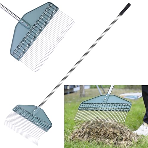YEELOR Robuster Laubbesen, 165 cm Verstellbarer Griff und 43,2 cm breiter Kopf, ideal zum Sammeln von Blättern, Stroh, Kiefernnadeln und Schmutz in Höfen und Rasenflächen