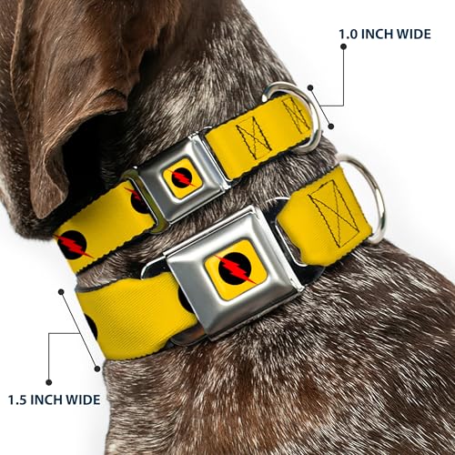 Collier pour chien Reverse Flash Buckle Down réglable en nylon noir rouge jaune