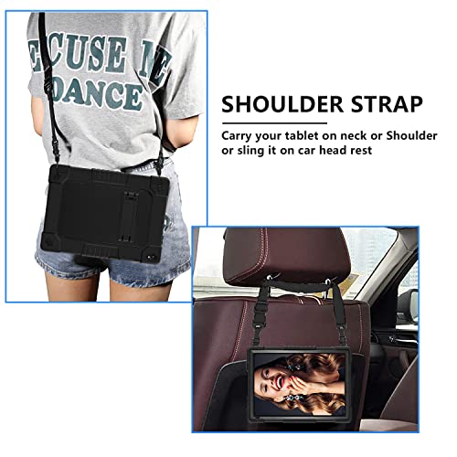 Fiewesey Case For Coopers Tablet Cp10 10.1 Inch Tablet,Shockproof Kids Friendly Rugged Cover With Shoulder Strap & Kickstand Case For Yqsavior/Coopers Tablet Cp10 10.1 Inch Tablet (Black/Black) #TOP3