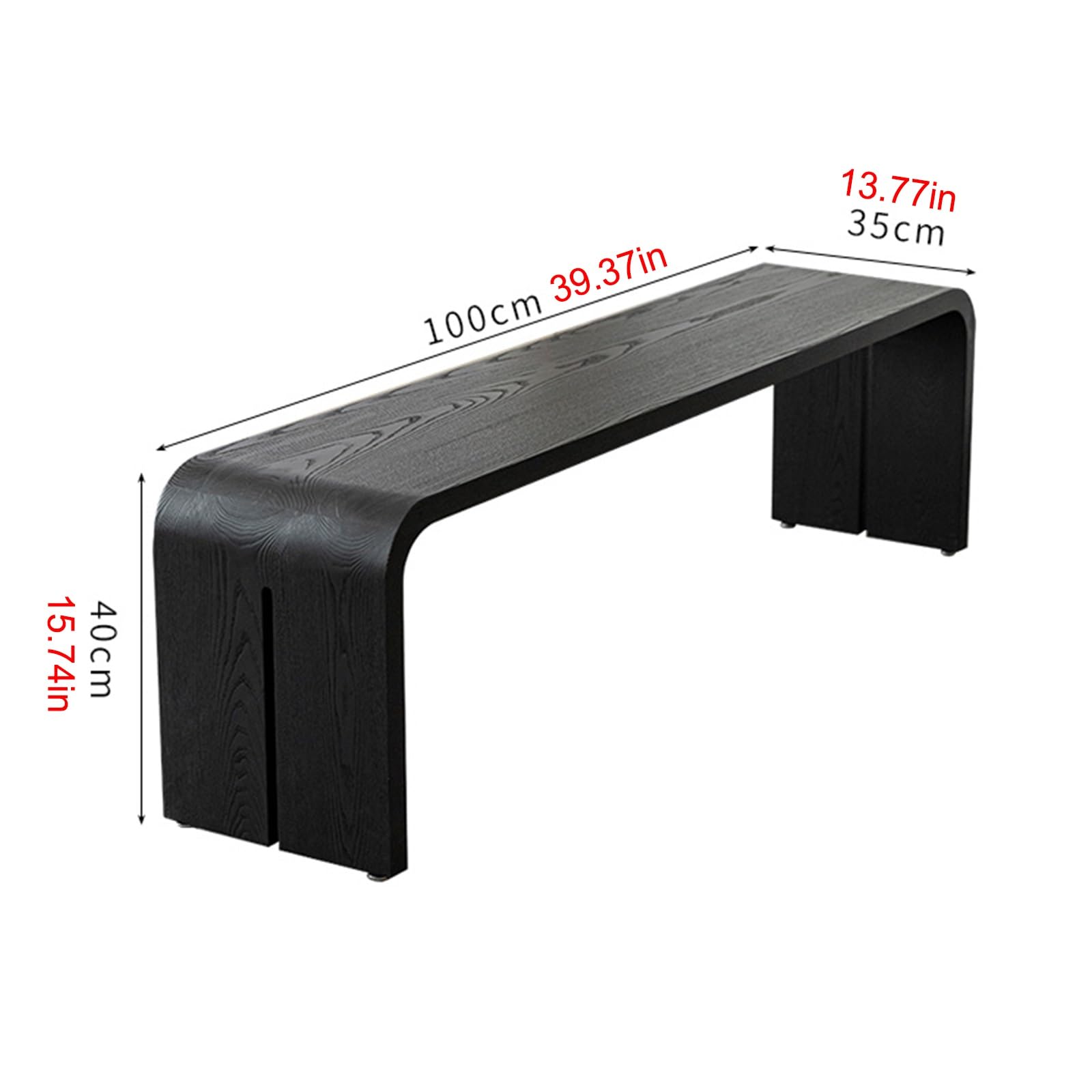 Robuste Banc Salle a Manger Noir Bois Massif Banc Entrée 2 Places avec Assise Rembourrée Moderne Banquette Salon Coins Arrondis pour Cuisine, Chambre(Black 01,39.37in/100cm)