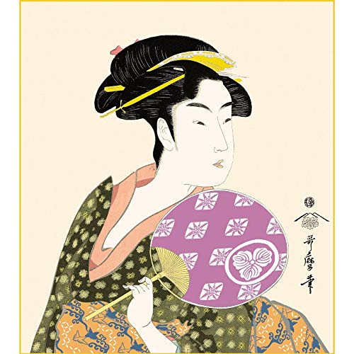 Amazon.co.jp: 色紙絵 美人画【喜多川歌麿】団扇を持つおひさ