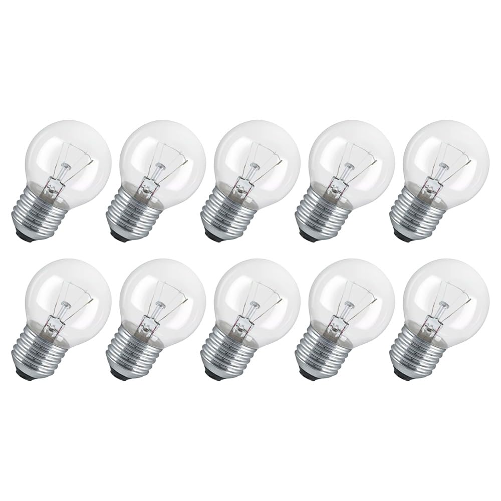 Lampwise 25W E27 ES 230V Bulbs โ Pack of 10, Round 45mm Globe, Dimmable, Clear Glass, Warm Light