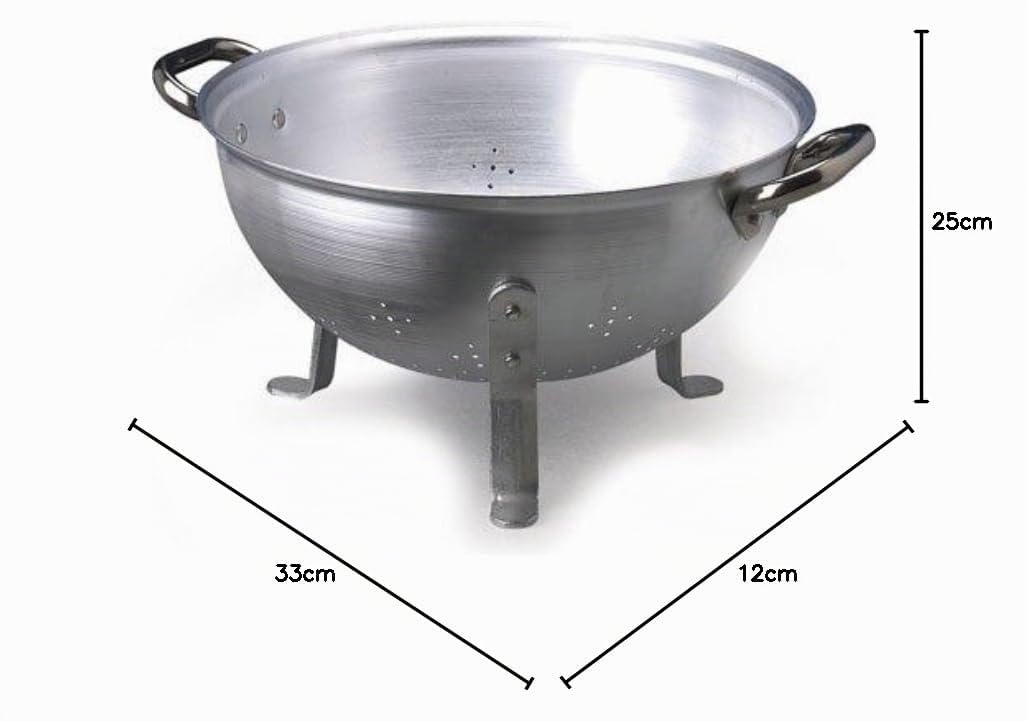 Pentole Agnelli ALMA11524 Passoire 3 Pieds avec 2 Poignées en Acier Inoxydable, Aluminium, 24 cm