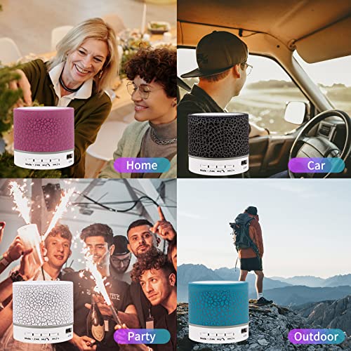 HUIOP Mini Speaker, Mini Altavoz con Luces de 7 Colores, pequeño Altavoz inalámbrico BT, Altavoz portátil Recargable para Viajes al Aire Libre, Oficina en casa