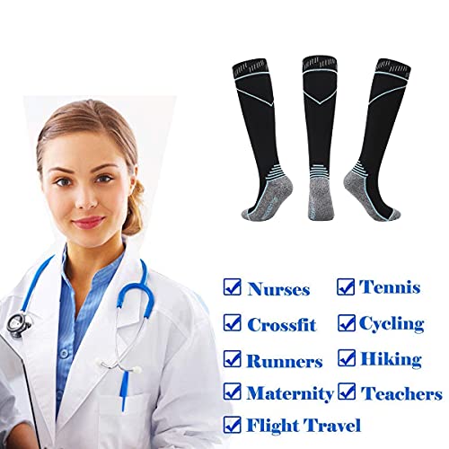 Compression Socks for Women & Men,Graduated Compression Sock 20-30 mmHg for Running, Athletic Sports,Travel4